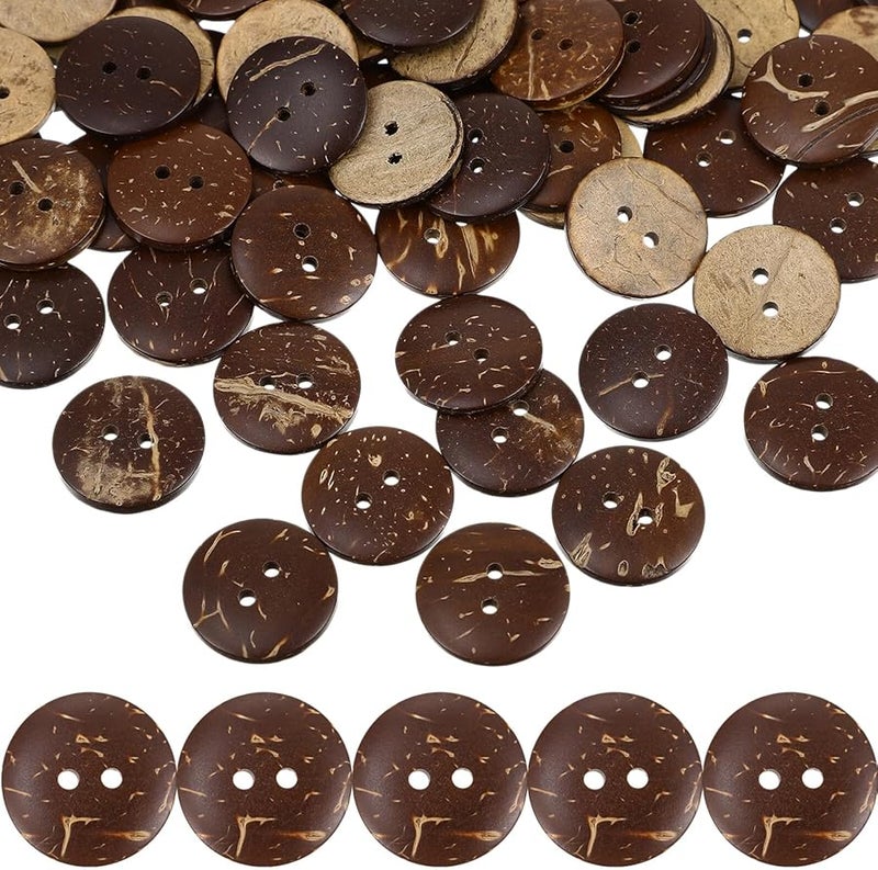 Natural Coconut Shell Buttons 100Pcs DIY Sewing Craft Accessories Lightweight Durable - Image 1